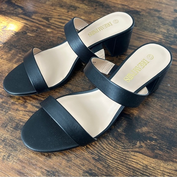 NWT Dream Paris Elegant Black Heeled Sandals Heels Formal Party Wedding Classic - Picture 2 of 10